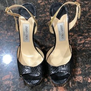 Jimmy Choo black snakeskin heels Size 38 1/2 (Size 8 US)